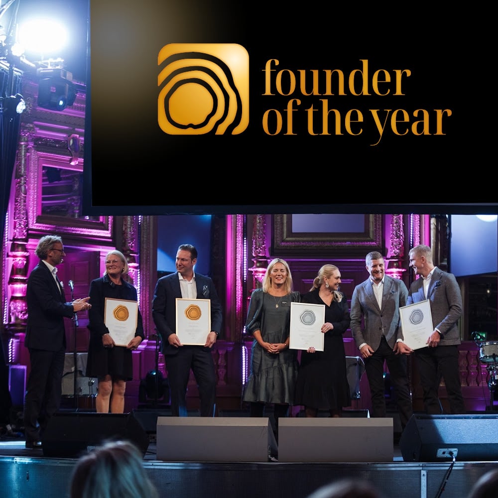 Founder of the Year 2020, Carina Roth Schramm, founder Patrix, Mattias Andersson, founder Antura, Therése Lorentzon & Johanna Deras, founder PRO TEMPORE, Tobias Petersen & Magnus Sonander, founders Transformant Group.  